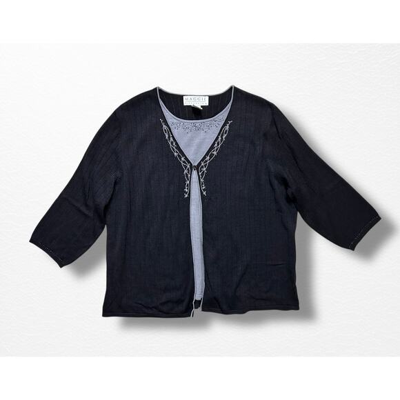 Vintage 100% Silk Maggie McNaughton Layered Sweater, Size 1X - Picture 4 of 8